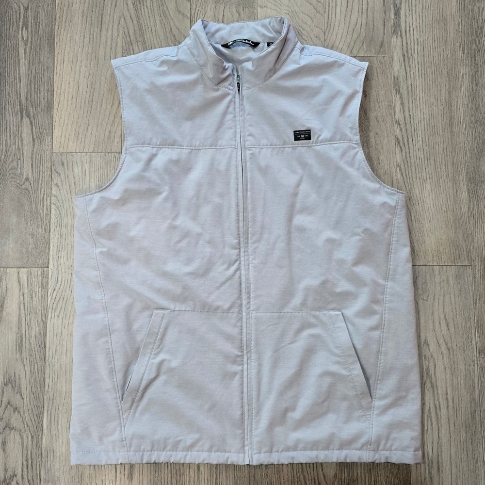 Travis Mathew Top of the Line Mens Full Zip Golf Vest Light Grey XL